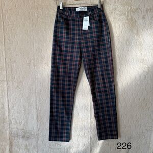 NWT Hollister Womens Navy Blue Plaid Ultra High Rise Pants Size‎ XS